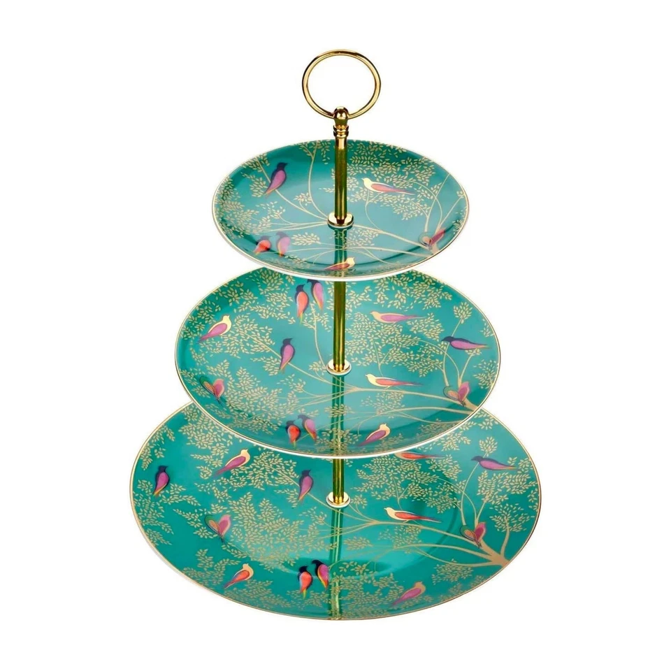 Sara Miller Chelsea 3 Tier Cake Stand - Fine China with Gold Detailing - 10.5... - Image 1 of 4