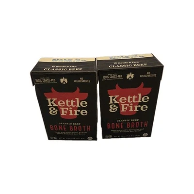 Lote de 2 paquetes de caldos de hueso de carne clásicos Kettle & Fire 16,9 oz cajas Keto Paleo Foto 1 de 4