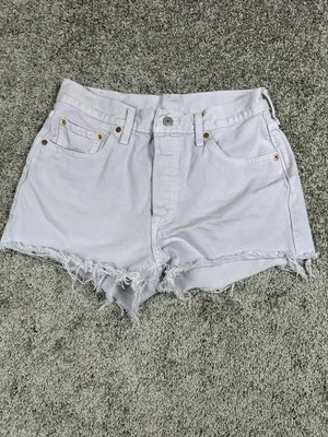 Levis Womens Denim Shorts 29 501 Lavender Distressed Button Fly Cut Off Mid Rise - Image 1 of 4