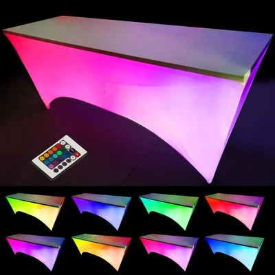 Mantel rectangular cubierta ajustable brillante 6 pies blanco plegable spandex para evento Foto 1 de 4