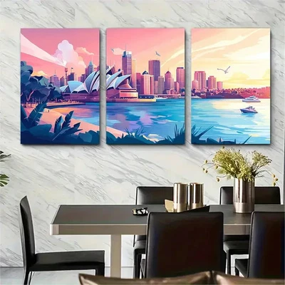 3pcs New  Sydney Opera House  Art, Australia Wall Art Canvas  Unframed/Framed - Image 1 of 4