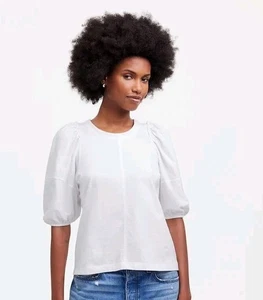 Camiseta MADEWELL Manga Abullonada Pequeña Blanca Crew Manga Corta Top Relajado Nueva con Etiquetas B48 - Imagen 1 de 9