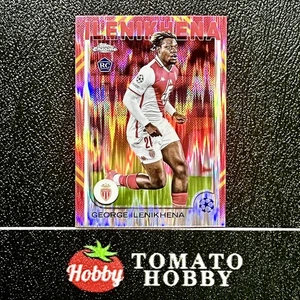 TOPPS CROMO UEFA 2024-25 GEORGE ILENIKHENA RC REFRACTOR ORO ROJO COMO MONACO - Imagen 1 de 2