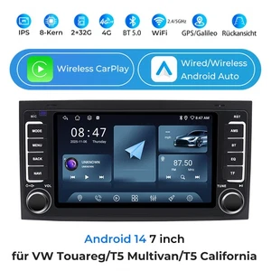 Autoradio für T5 Multivan VW Touareg 7" CarPlay GPS Navigator +BT 8 Core 2+32G - Bild 1 von 19