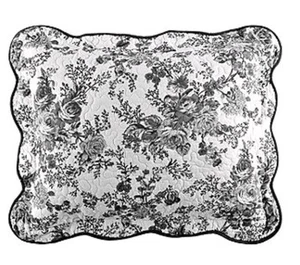 3 Laurel Manor Black & White Toile Garden Cotton King Pillow NEW!! - Picture 1 of 4