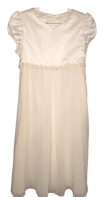 Vintage NWT Jessica McClintock Girls Dress 14 WHITE/ IVORY Satin Chiffon WEDDING - Image 1 of 4