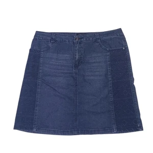 Baccini Womens Denim Skirt A Line Pockets Stretch Front Closure Blue Size 14 - Picture 1 of 11