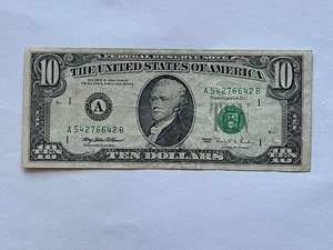 $10 Dollar FRN Note 1995 series A54276642B Vintage US Currency Green Seal RARE A - Picture 1 of 2
