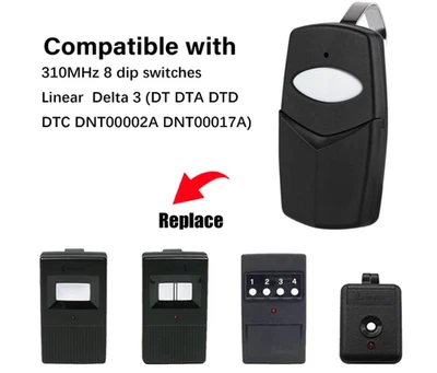 2pcs Garage Door Remote for 8Dip 310MHz Linear Delta DT DTA DTD DTC DNT00002A - Image 1 of 4