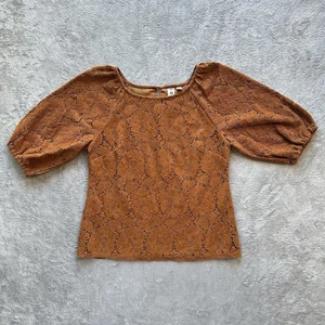 Anthropologie Dolan Rust Lace Corduroy Blouse Top S Boho Fall Cottagecore - Picture 1 of 13