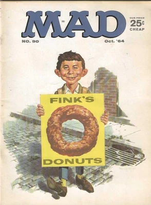 MAD Magazine No. 90 Oct 1964 FINK'S DONUTS Solid NMMT Condition - Image 1 of 2