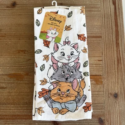 DISNEY Aristocats Marie Berlioz & Toulouse Fall Kitchen Towel Set of 2 NWT - Image 1 of 4