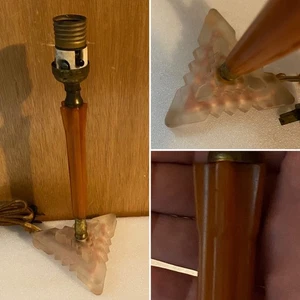 Vtg Swirl Butterscotch Bakelite Pink Glass Base Boudoir Table Lamp Art Deco 12" - Picture 1 of 13
