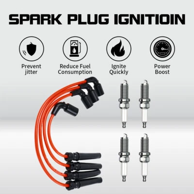 4X Spark Plug Wire + Plug for Chevrolet Aveo 2004-2008 Aveo5 Pontiac Daewoo 1.6L Foto 1 de 4