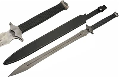 Espada rústica 37” borda dupla lâmina de aço carbono ponta de lança lâmina afiada - Imagem 1 de 4