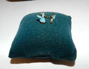 Playboy bunny TM stud earring gold tone baby blue enamel NEW - Picture 1 of 1