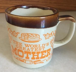 VTG Worlds Greatest Mother Mug Japan Brown Orange Ivory Mothers Day Mom Gift - Picture 1 of 6