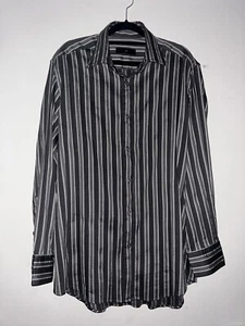 Zegna City Men’s Button-up Gray Vertical Striped Dress Shirt Size 39/15.5 Cotton - Picture 1 of 4