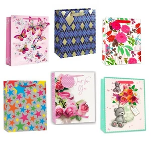 GIFT BAG with Handles Present Bags Birthday Birth Men Women Child Party  - Picture 1 of 27