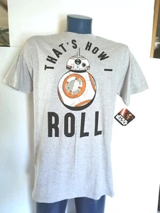 Star Wars Disney BB8 Men Large T Shirt Short Sleeve " That's How I Roll Grey " - Picture 1 of 8