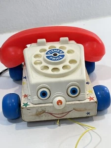 Fisher Price Phone Pull Toy Chatter Moving Eyes #747 Vintage 1961 - Picture 1 of 10