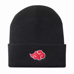 Naruto Akatsuki Logo BLACK Beanie - Hat Anime Embroidery Knitted Unisex US - Picture 1 of 1