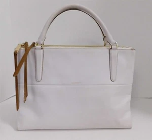 Borsa a tracolla Coach Bourough in pelle bianca e cammello con manico superiore $598rt - Foto 1 di 7