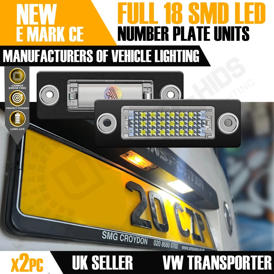 For VW T5 T5.1 T6 T6.1 Transporter 2003-17 LED Number Plate Light Units UK - Image 1 of 4