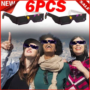 Set of 6 Solar Eclipse Glasses Approved 2024,Safe Shades for Direct Sun Viewing - Picture 1 of 14