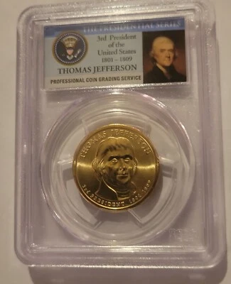 Dólar presidencial Thomas Jefferson 2007-D graduación profesional MS67 primer día pos. A & B Foto 1 de 4
