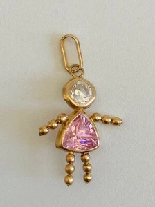 14kt solid yellow gold gem baby girl pendant - Picture 1 of 4
