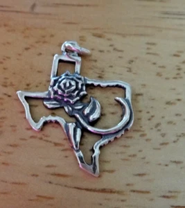 17x22mm Texas con rosa para rosa amarilla de plata esterlina de Texas dije - Imagen 1 de 3
