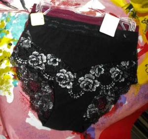 2 NEW ADRIENNE VITTADINI 9587-101 MESH & LACE RETRO HI-WAIST PANTIES S - Picture 1 of 3