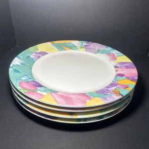 Riviera Van Beers By Signature Stoneware Dinner Plates -RETRO 90’s Watercolor - Picture 1 of 13
