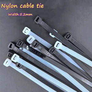 Corbatas de cable de 5,2 mm de ancho nailon con cremallera fuertes largas múltiples tamaños blancos/negros - Imagen 1 de 12