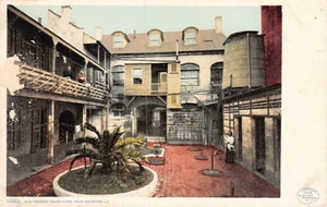 Postal LA: Old French Courtyard, Nueva Orleans, Louisiana, DB, 1910 Phostint - Imagen 1 de 2