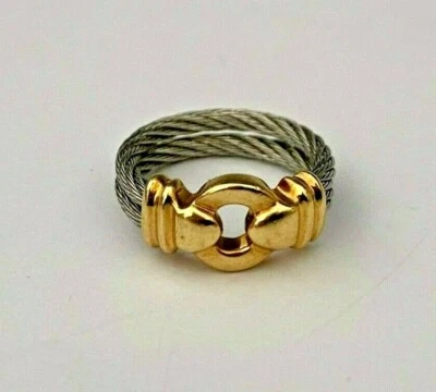 Philippe Charriol Stainless Steel and 18k Gold Ring size 4.5 - Image 1 of 4