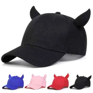 Unisex Bull Horn Devil Baseball Caps Summer Outdoor Adjustable Casual Hats - Picture 1 of 28