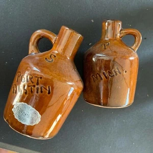 Port Austin Michigan Moonshine Jug Salt & Pepper Shakers - Picture 1 of 6