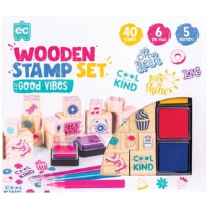 Educational Colours Wooden Stamp Set Good Vibes 51 Piece Play New - Bild 1 von 5