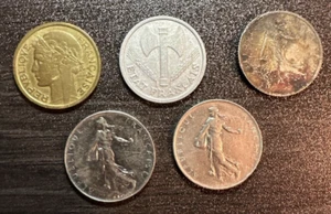 France - 1 Franc - Silver 1916 - 1941 - 1942 - 1969 - 1978 - 5 Coin Lot - Picture 1 of 21