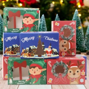 Christmas Treat Gift Box Xmas Party Food Lunch Childrens Boys Girls Kids Boxes - Picture 1 of 12