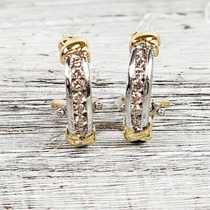 Vintage .40 Ctw Diamond 14K Yellow White Gold Dangle Earrings Pierced X Line Lux - Picture 1 of 6
