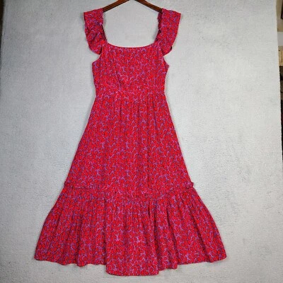 Derek Lam 10 Crosby Dress Womens 16 Red Silk Blend Tiered Ruffle Cottagecore - Image 1 of 4