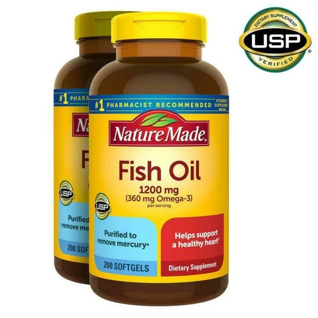 Nature Made 1200mg Omega-3 Fish Oil Softgels - 100 Count (2 Pack)