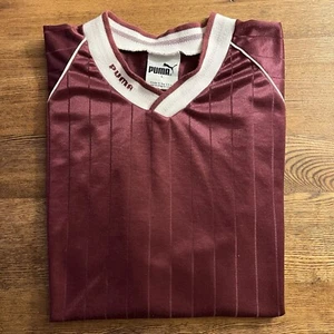 Vtg 90s Puma Soccer Jersey Blank Maroon Made in USA  - Picture 1 of 15