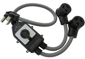 Adaptador de cable Y 3 ft 30A NEMA 10-30P a dos NEMA 10-30R con interruptor de AC WORKS® - Imagen 1 de 8