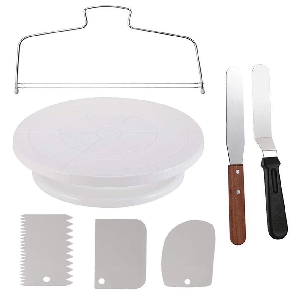Cake Decorating Turntable Supplies With Comb/icing Smoother 3pcs 2 Spatula