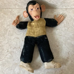 Vintage Zippy Monkey Mr. Bin Plush With Banana Toy Rubber face 1950’s- 60’s - Picture 1 of 20