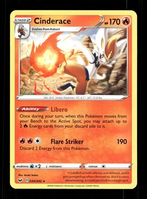 2020 Pokemon Sword & Shield #034/202 - Cinderace - Image 1 of 2